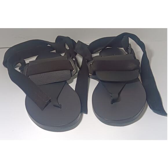 Rag & Bone Leather Suede Wrap Sandals Black Size 40 9.5-10 Italy Minimalist Luxe - Picture 1 of 5
